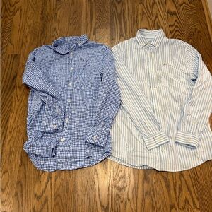 Vineyard Vines Blue and White Checkered and Striped Shirts